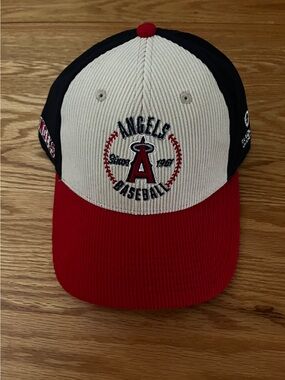 Los Angeles Angels Corduroy Baseball Cap in Red, White & Navy